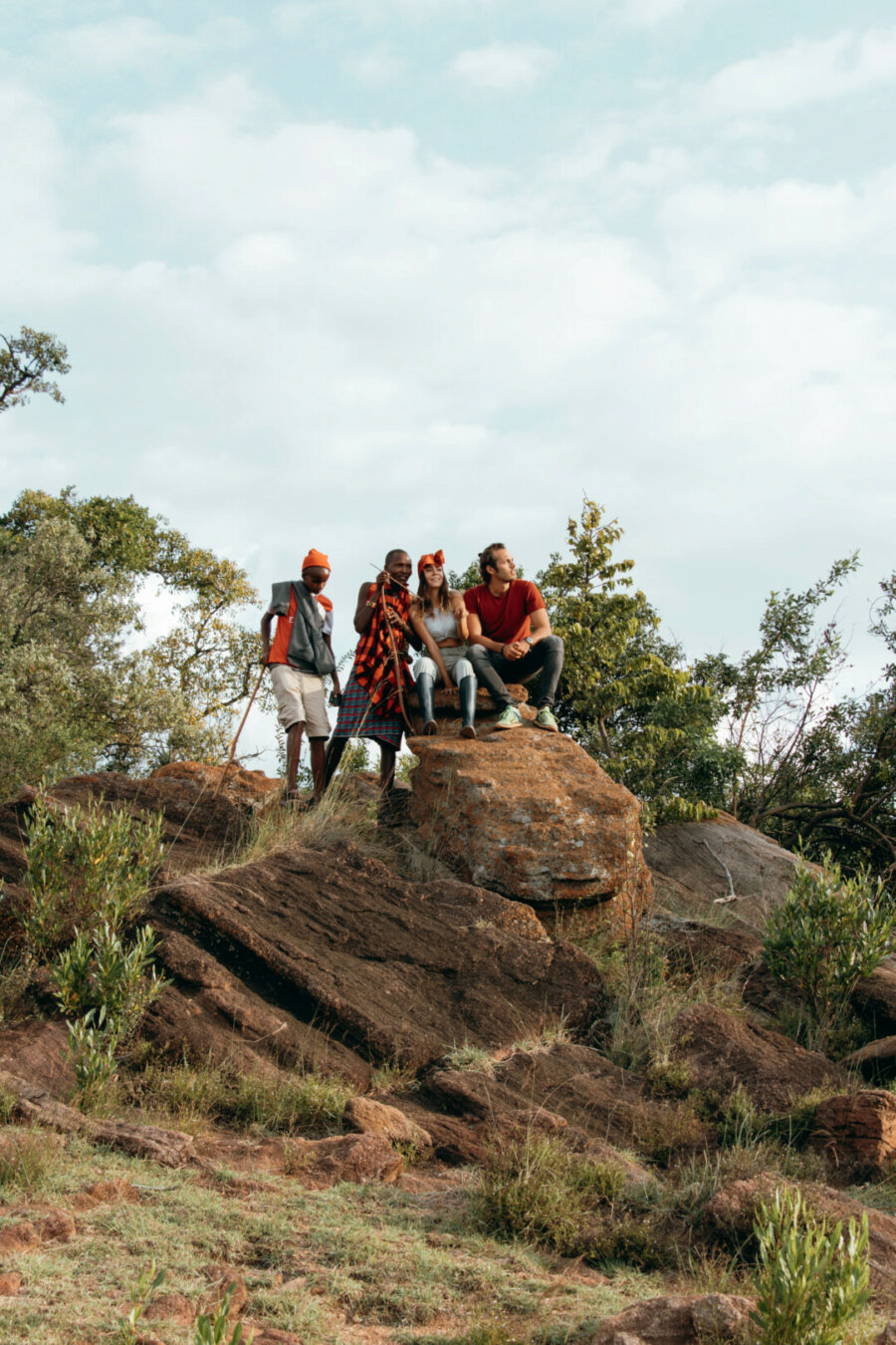 Pili, Dano and Masai kids on a hike