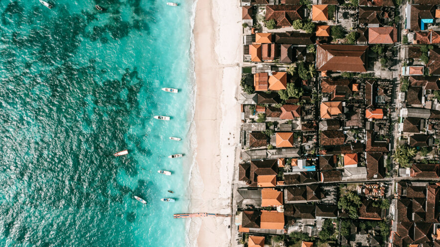 Drone shot of Jungut batu, Nusa Lembongan