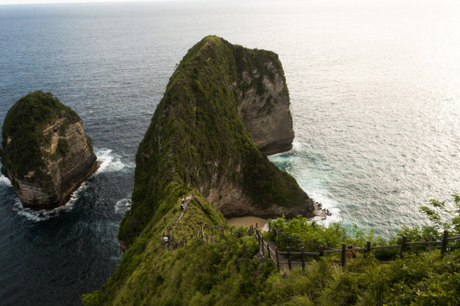 Kelingking beach, Nusa Penida. View from the top, overlooking the stairs