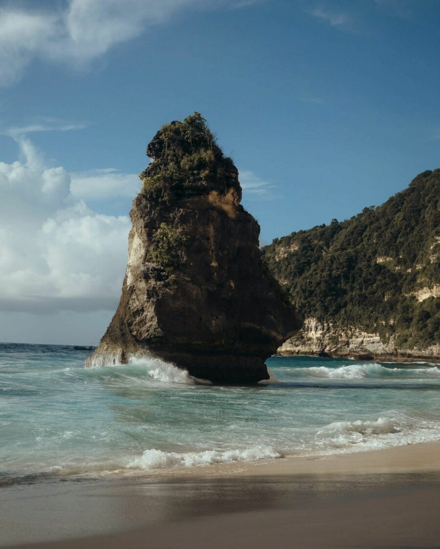 Rock formations in Suwehan beach, Nusa Penida, Bali