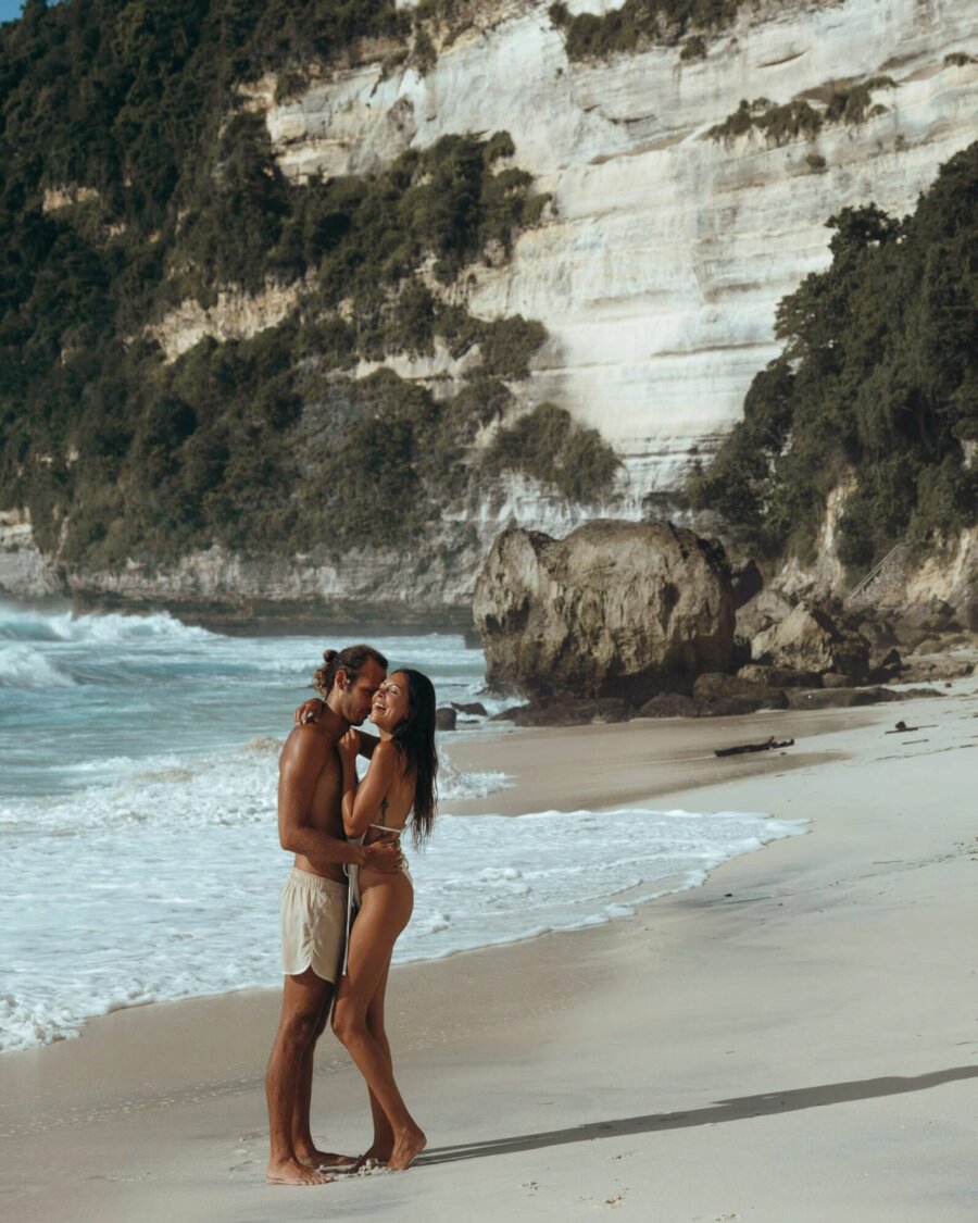 Pili and Dano in Suwehan beach, Nusa Penida, Bali