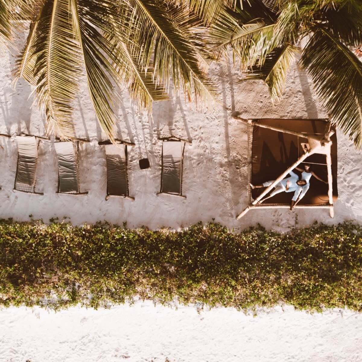 Drone shot of Pili and Dano in Zanzibar